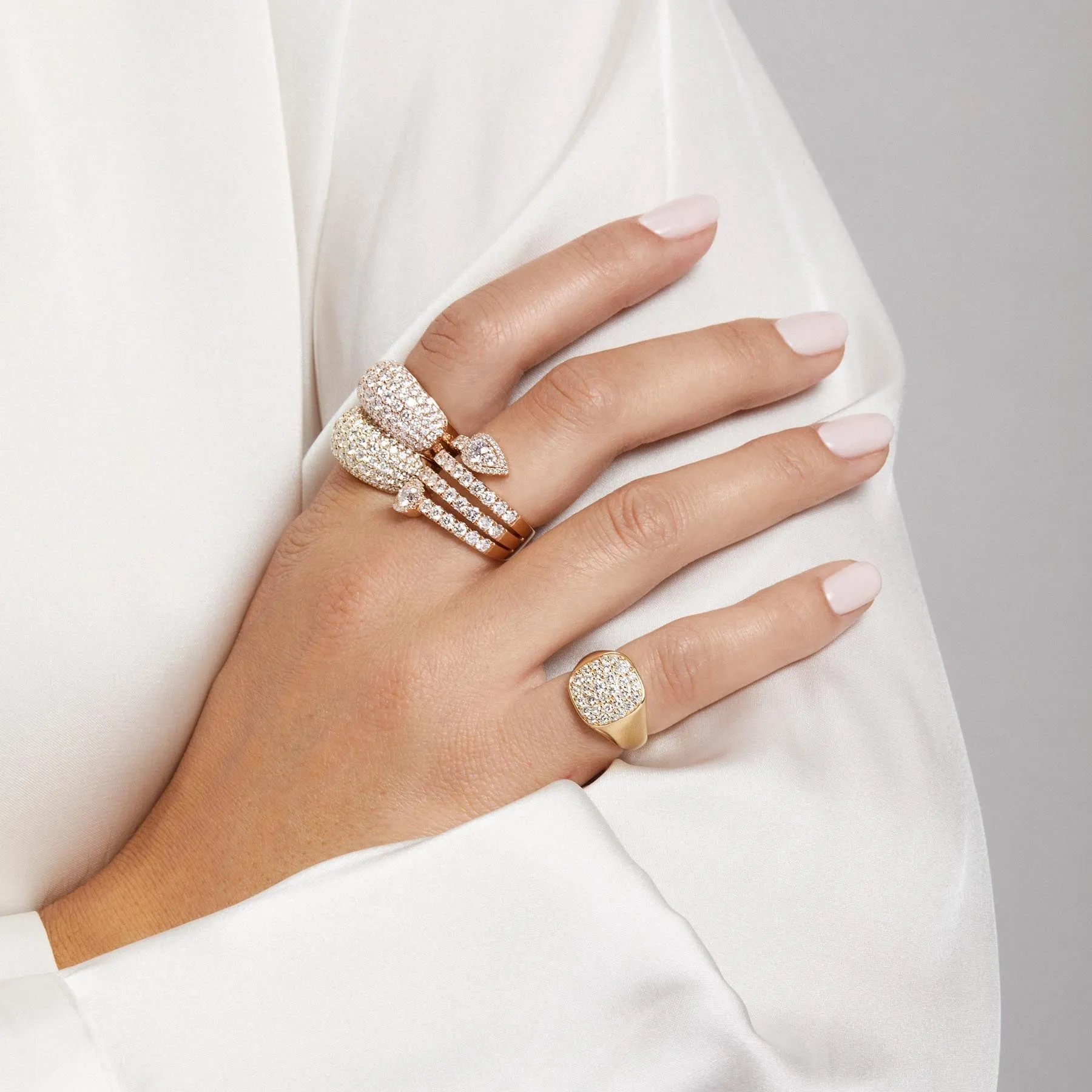 14KT White Gold Diamond Dome Ring