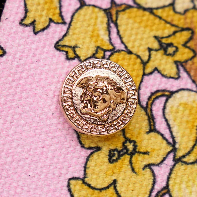 37 & 38 NEW $550 VERSACE Pink Yellow BAROCCO FLORAL LOGO Espadrille SUMMER FLATS NIB