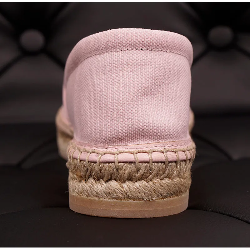 37 NEW $525 VERSACE Light Pink Canvas LA MEDUSA LOGO Espadrille SUMMER FLATS NIB