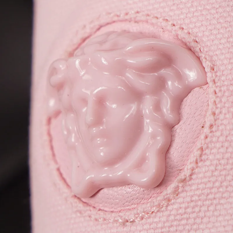 37 NEW $525 VERSACE Light Pink Canvas LA MEDUSA LOGO Espadrille SUMMER FLATS NIB