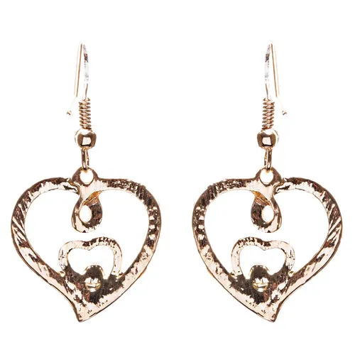 Adorable Valentine Theme Fashion Crystal Rhinestone Heart Earrings E908 Gold