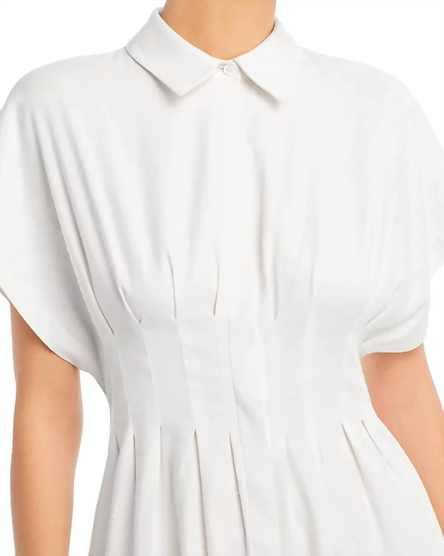 Alice   Olivia - Lilliana pleated linen-blend mini shirt dress