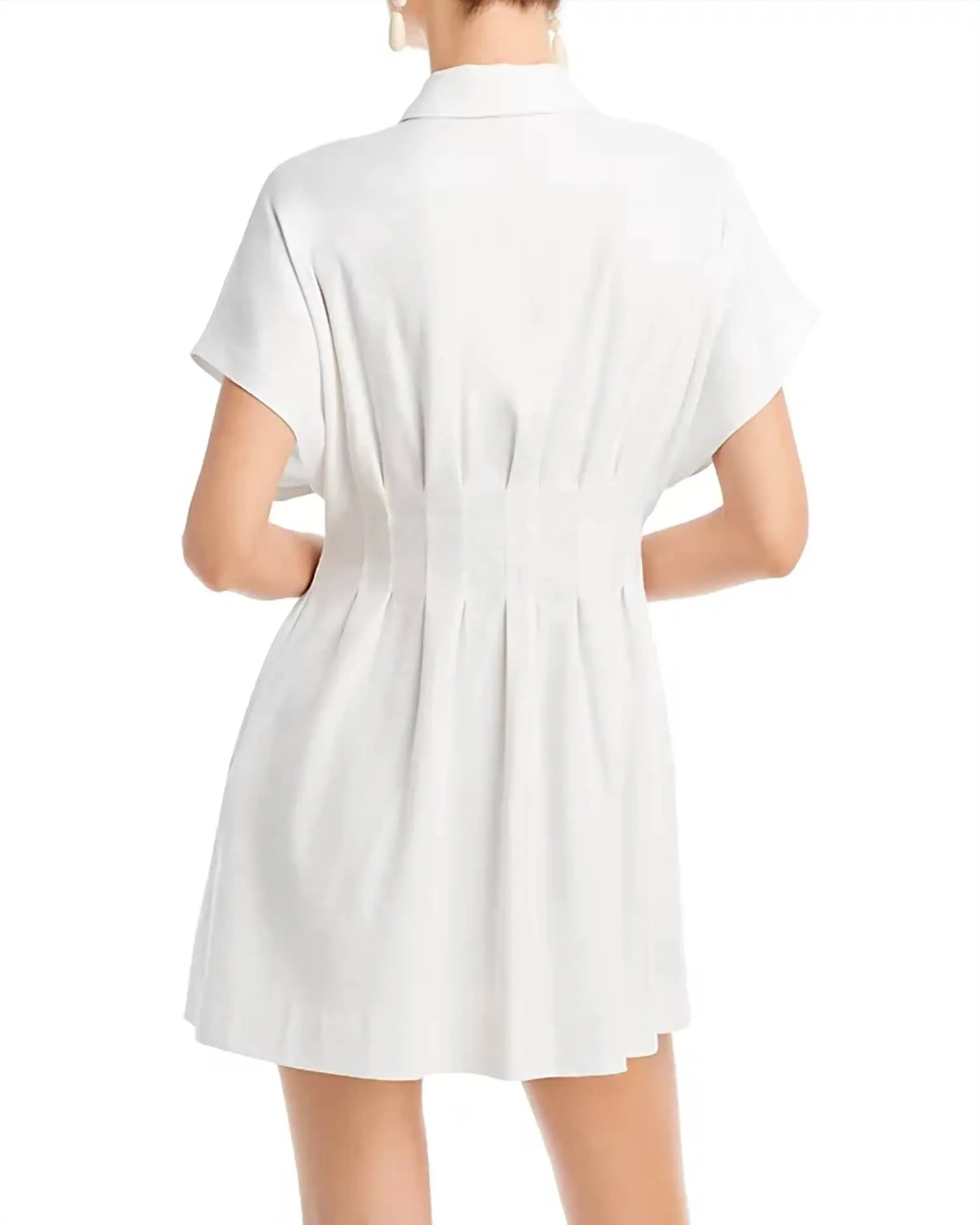Alice   Olivia - Lilliana pleated linen-blend mini shirt dress
