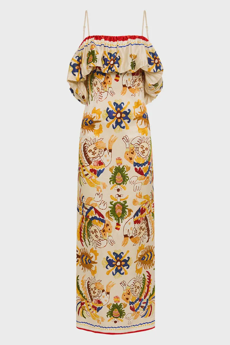 Antipodean Dancer Frill Neckline Dress