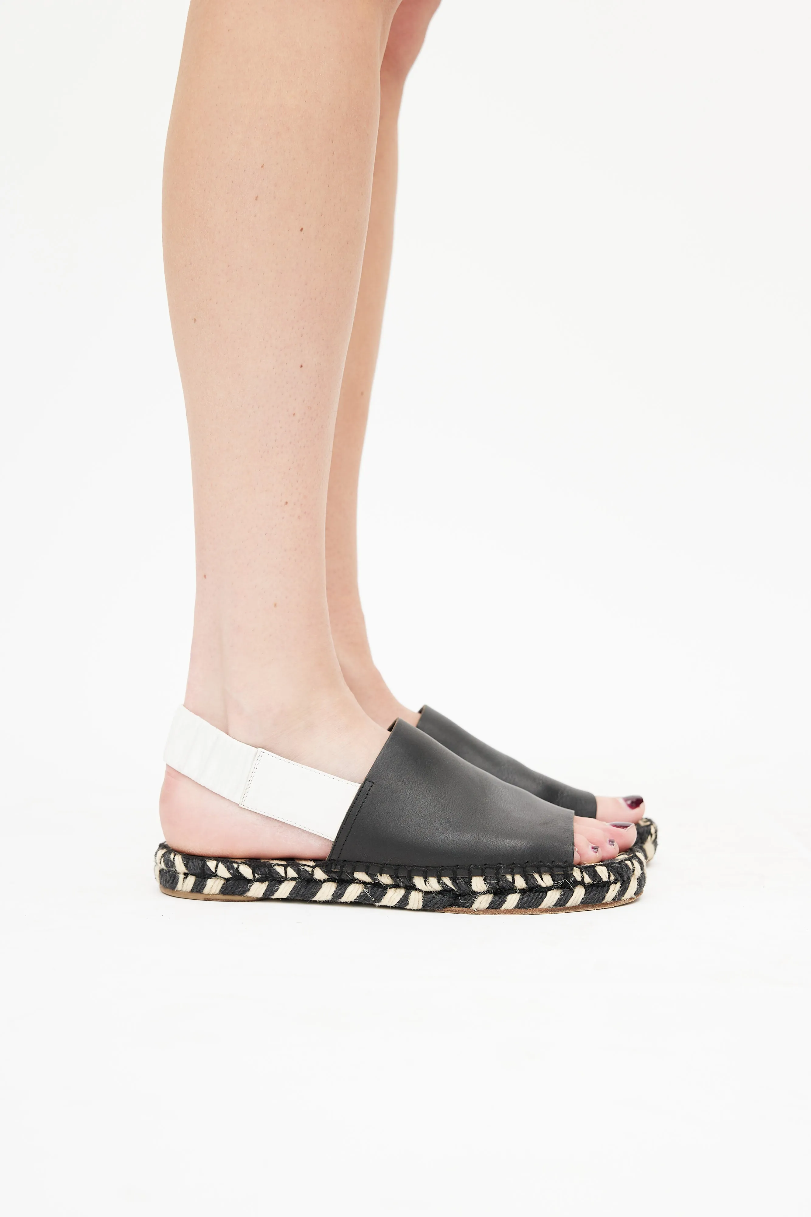 Black & White Espadrille Slingback Sandal