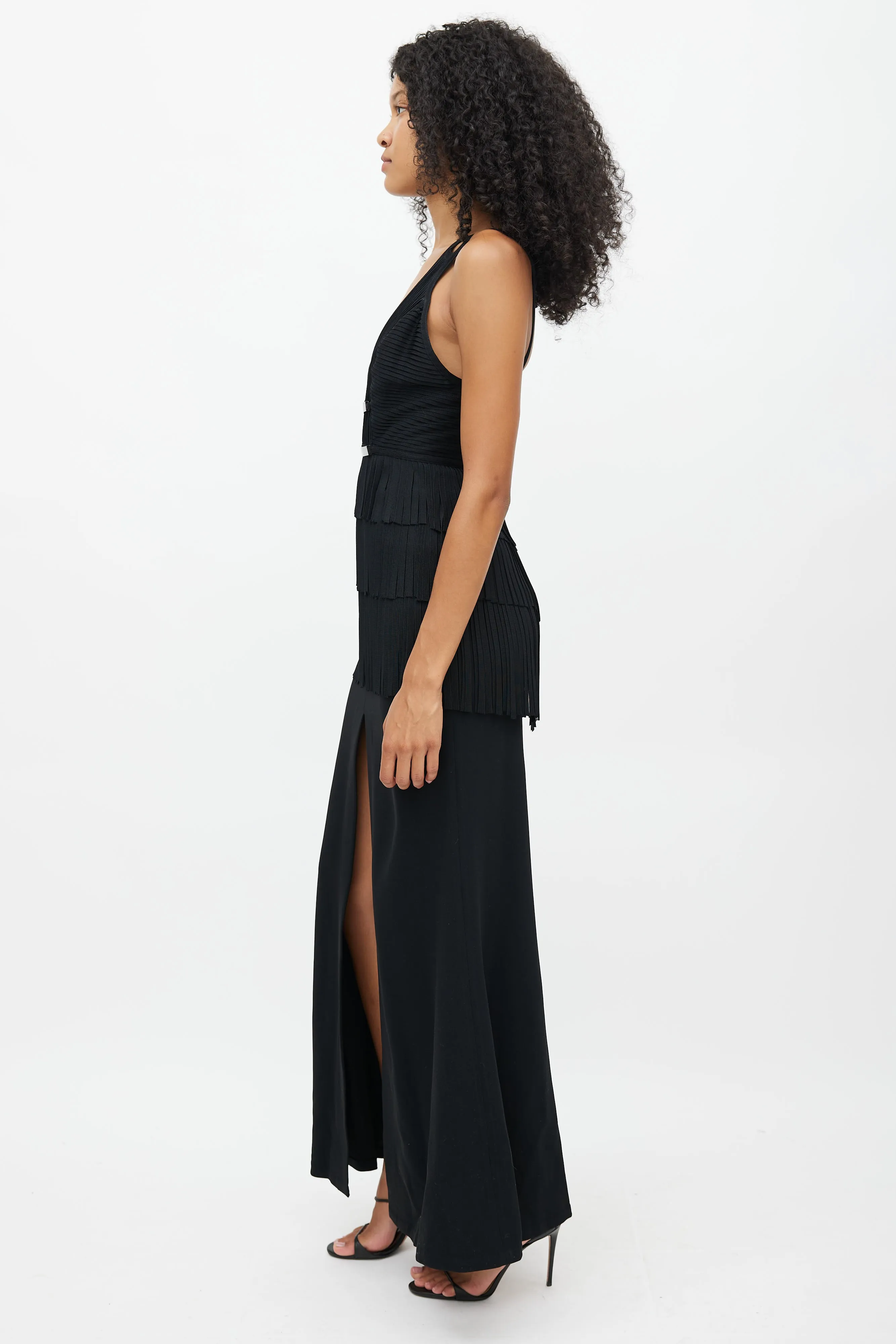 Black Fringe Maxi Dress