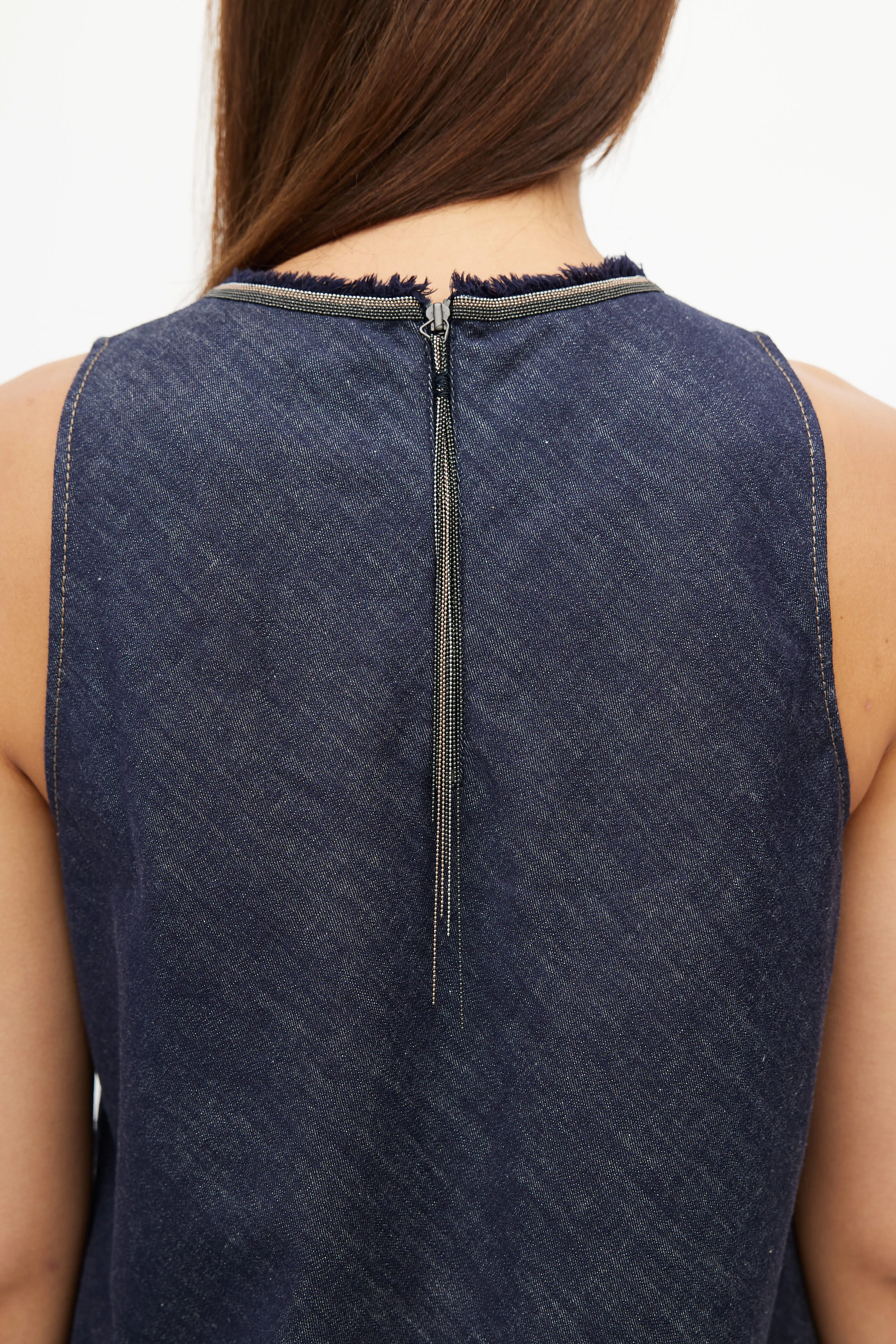 Blue Denim Monili Collar Dress