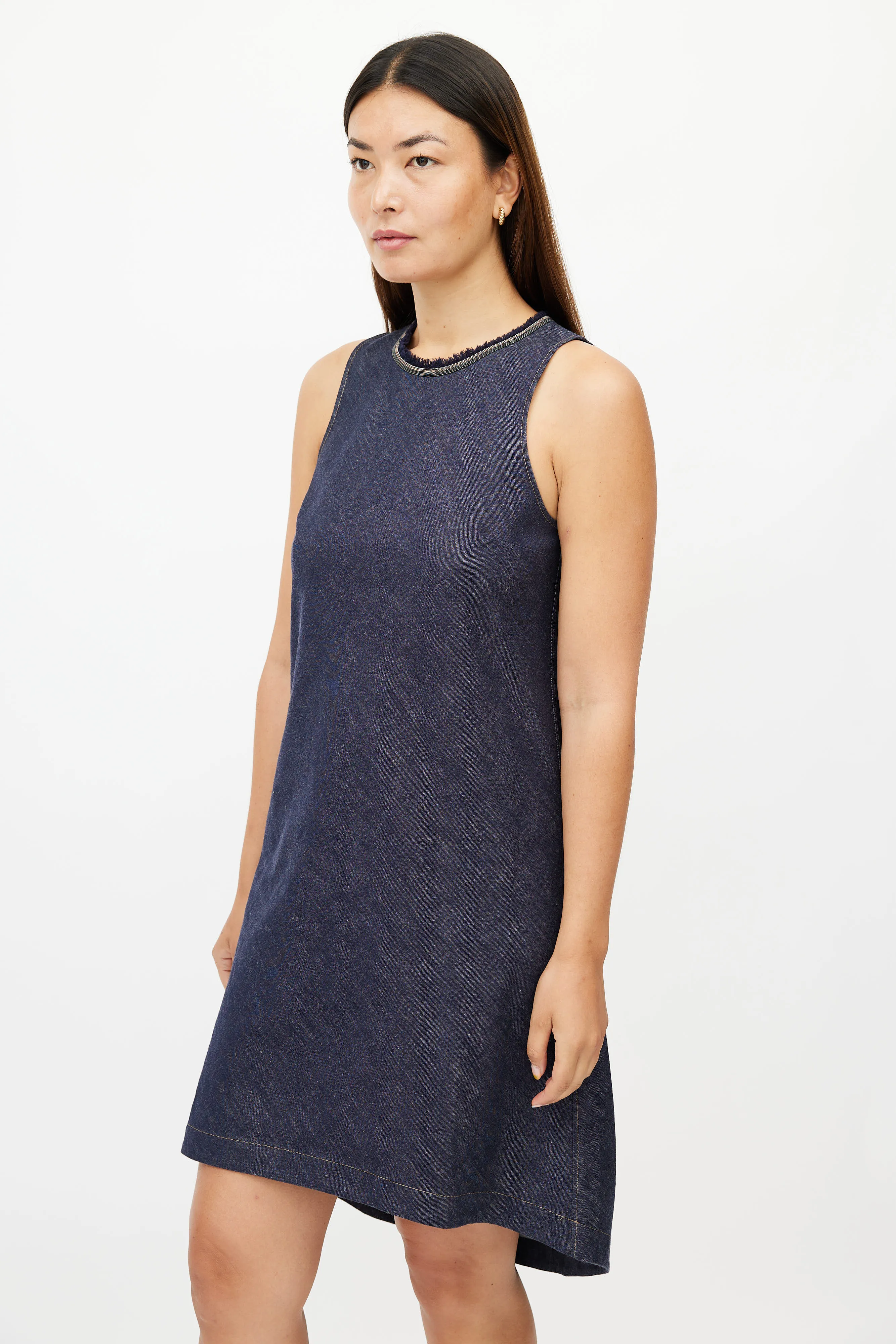 Blue Denim Monili Collar Dress