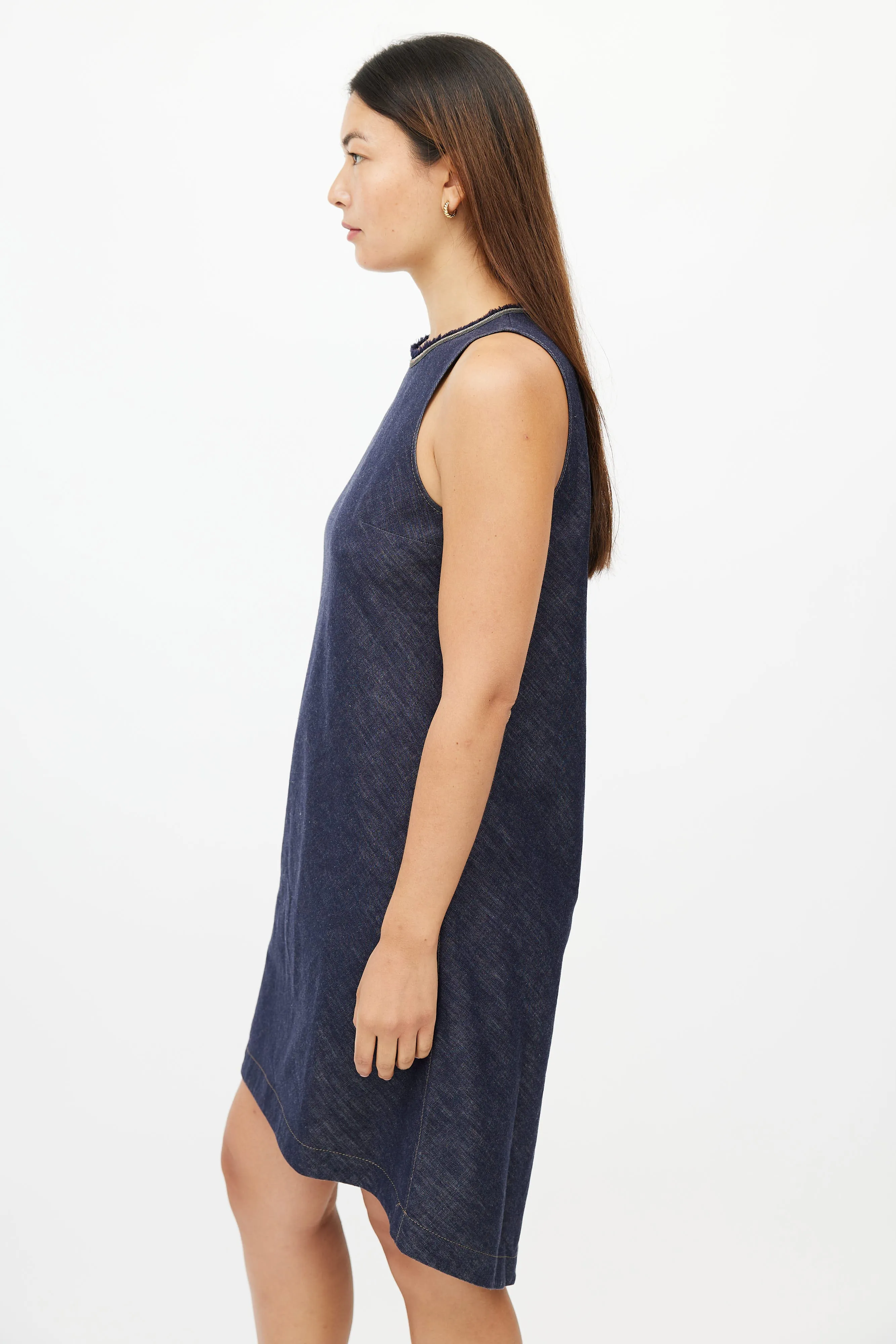Blue Denim Monili Collar Dress