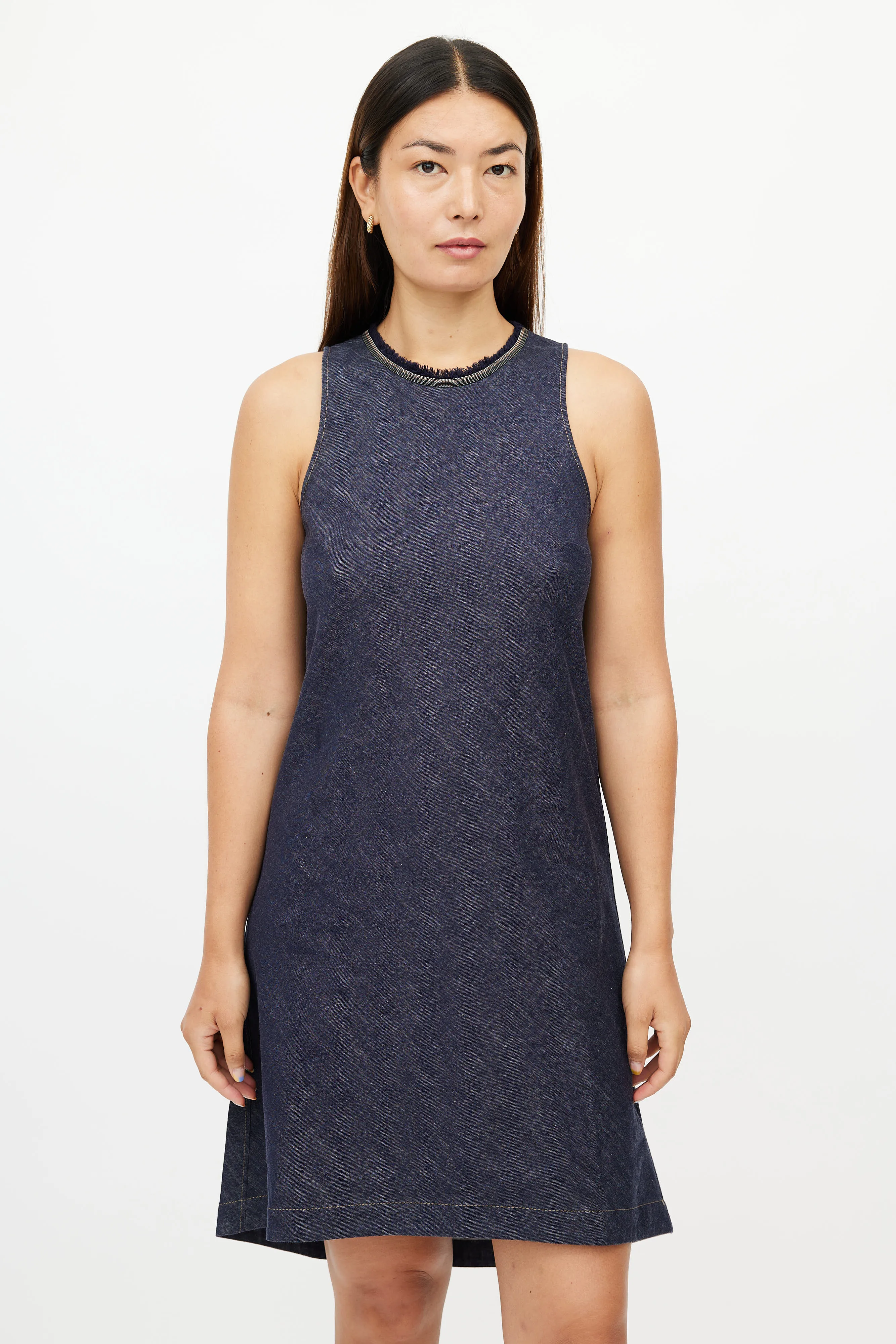 Blue Denim Monili Collar Dress