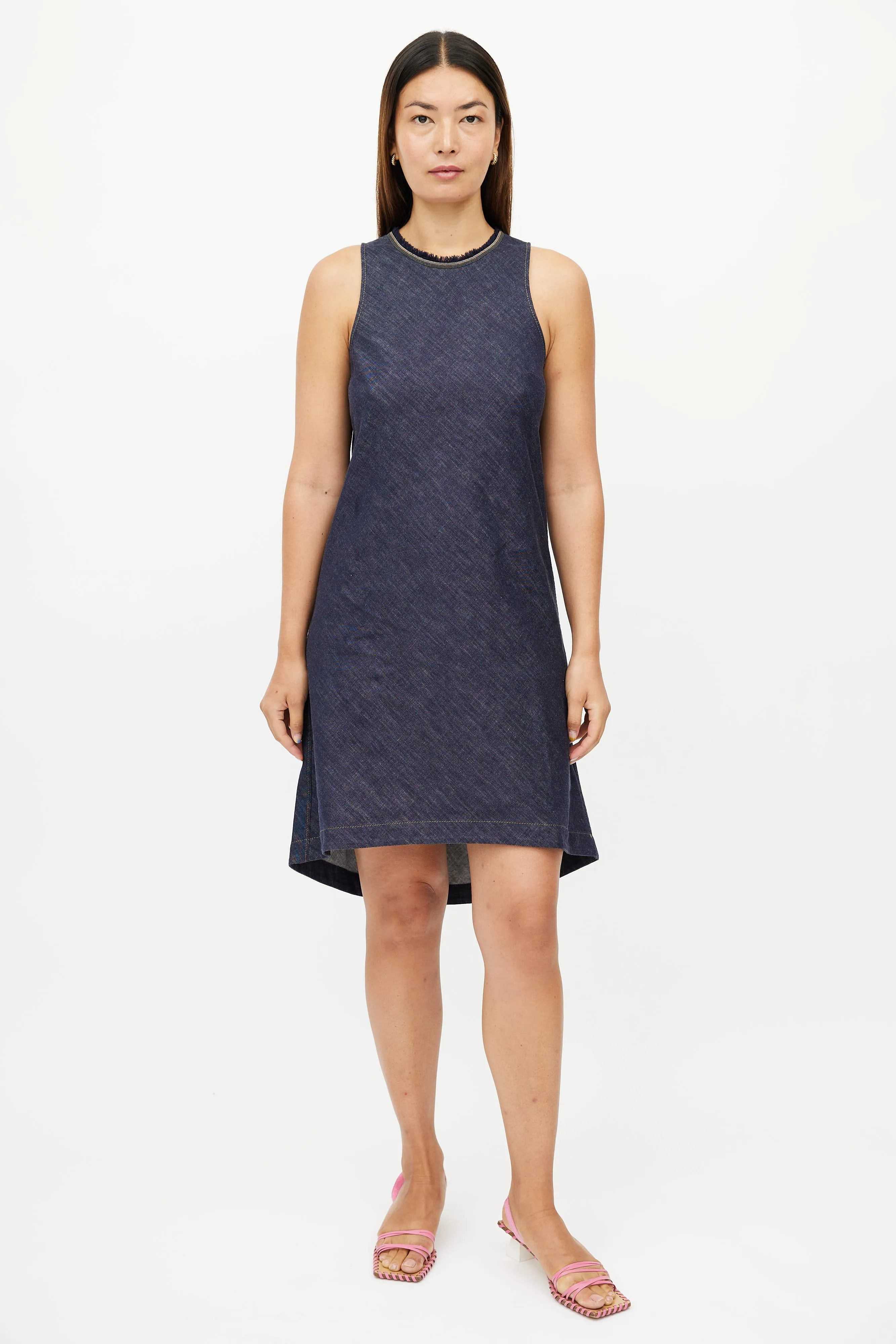 Blue Denim Monili Collar Dress