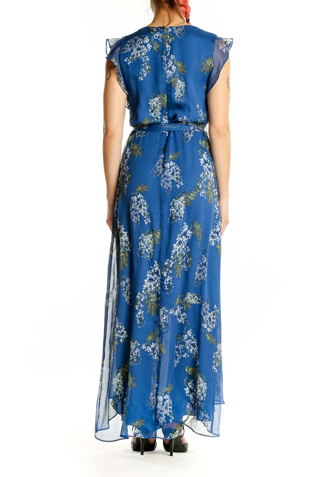 Blue Floral Wrap Maxi Dress
