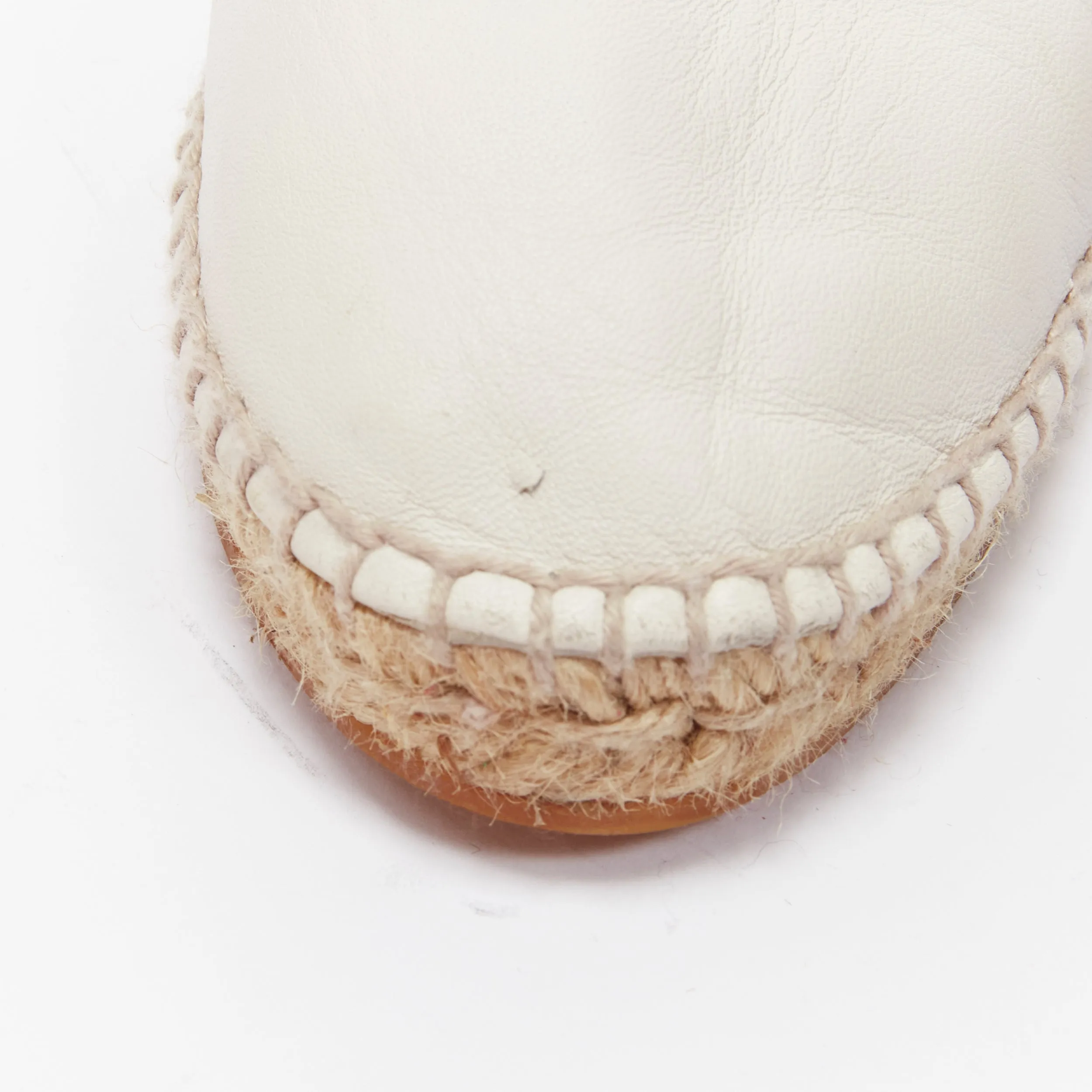 BOTTEGA VENETA white intrecciato woven leather espadrille flats shoes EU37