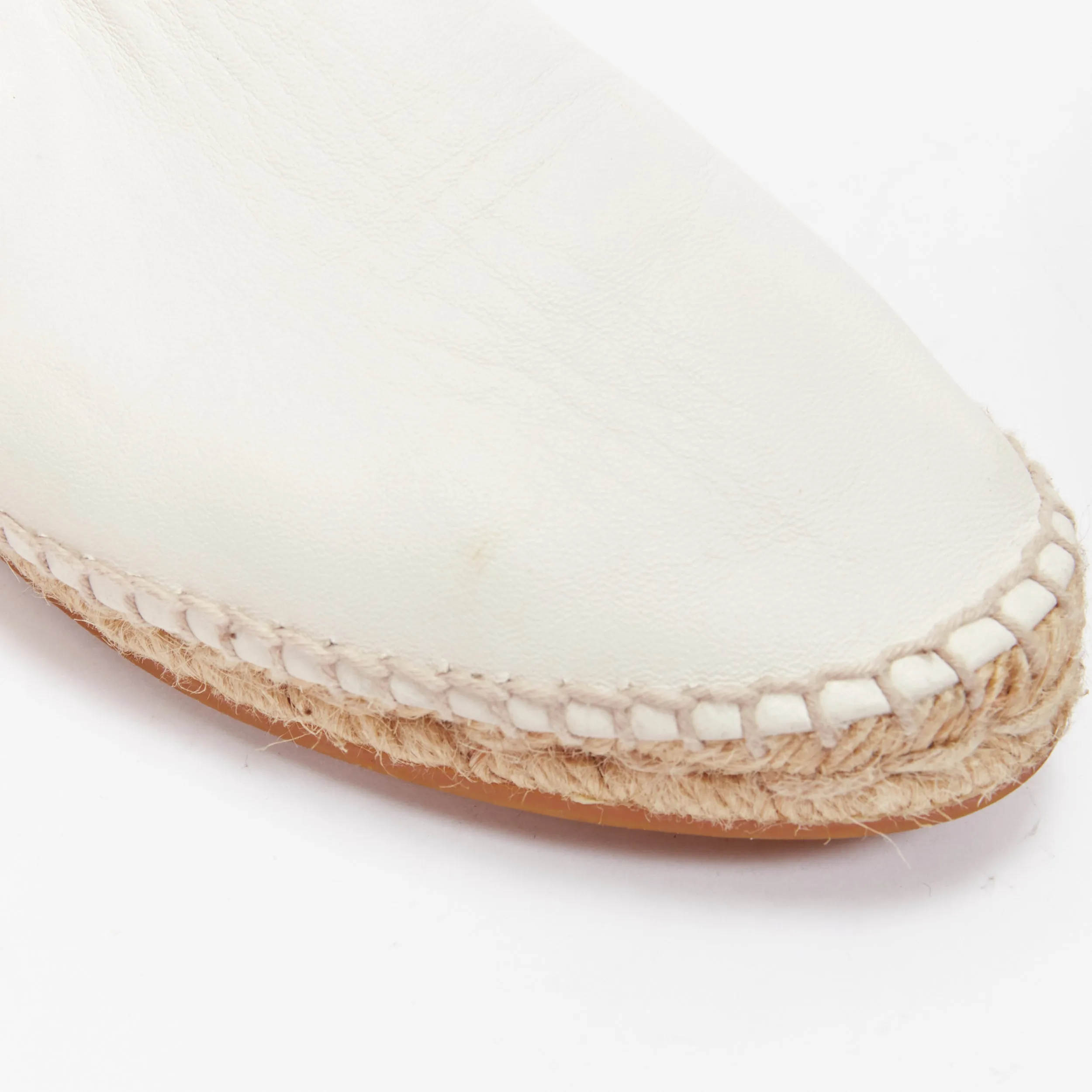 BOTTEGA VENETA white intrecciato woven leather espadrille flats shoes EU37