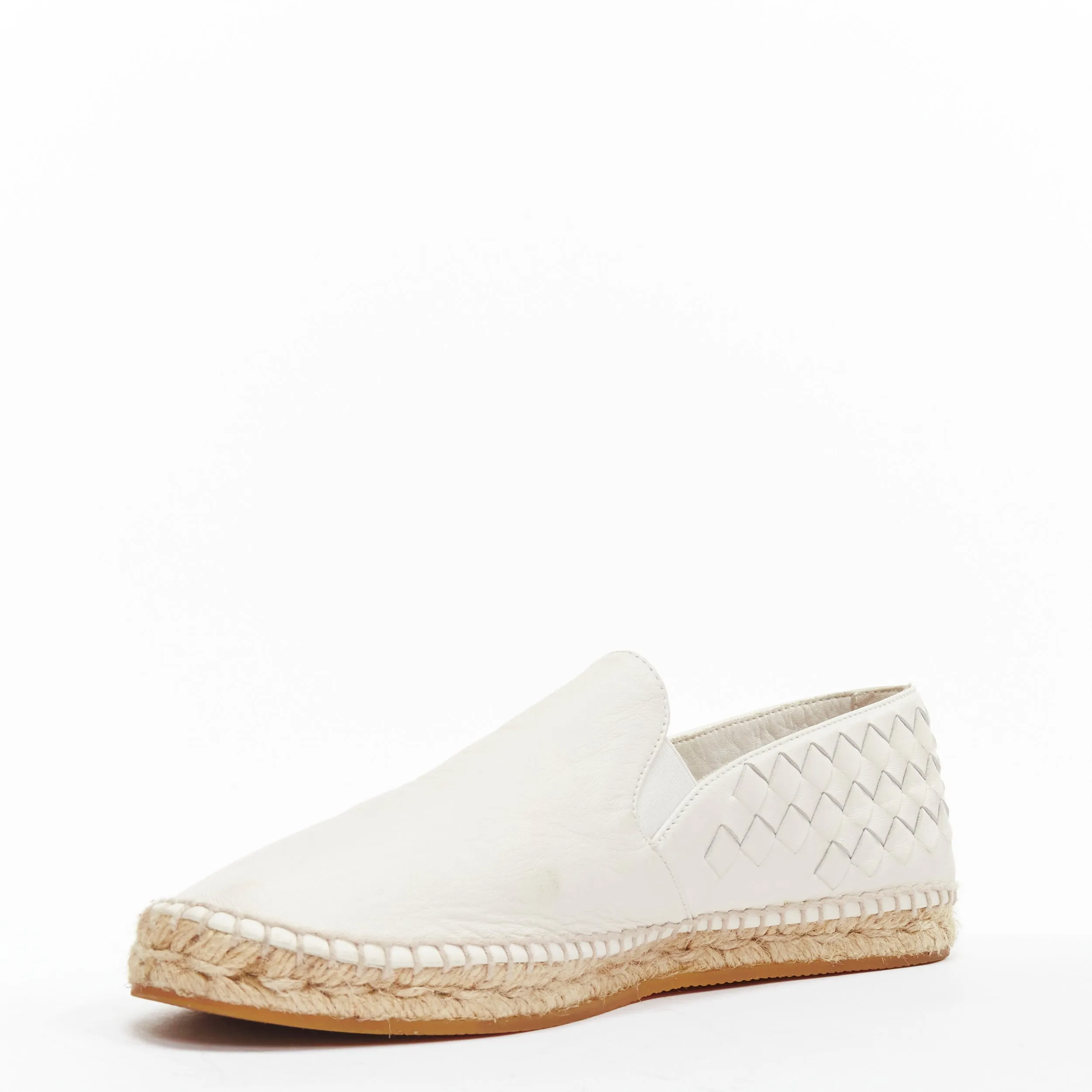 BOTTEGA VENETA white intrecciato woven leather espadrille flats shoes EU37