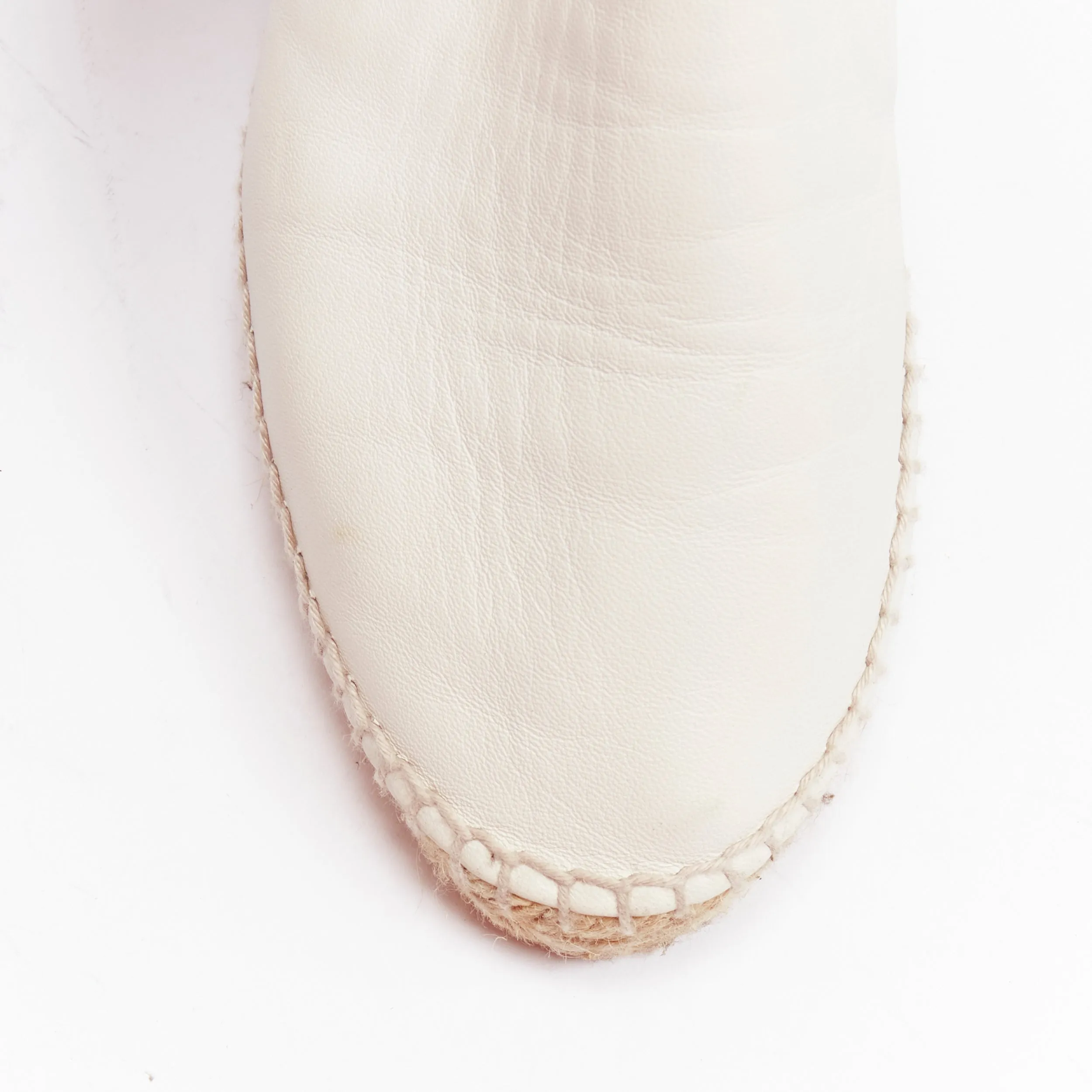 BOTTEGA VENETA white intrecciato woven leather espadrille flats shoes EU37