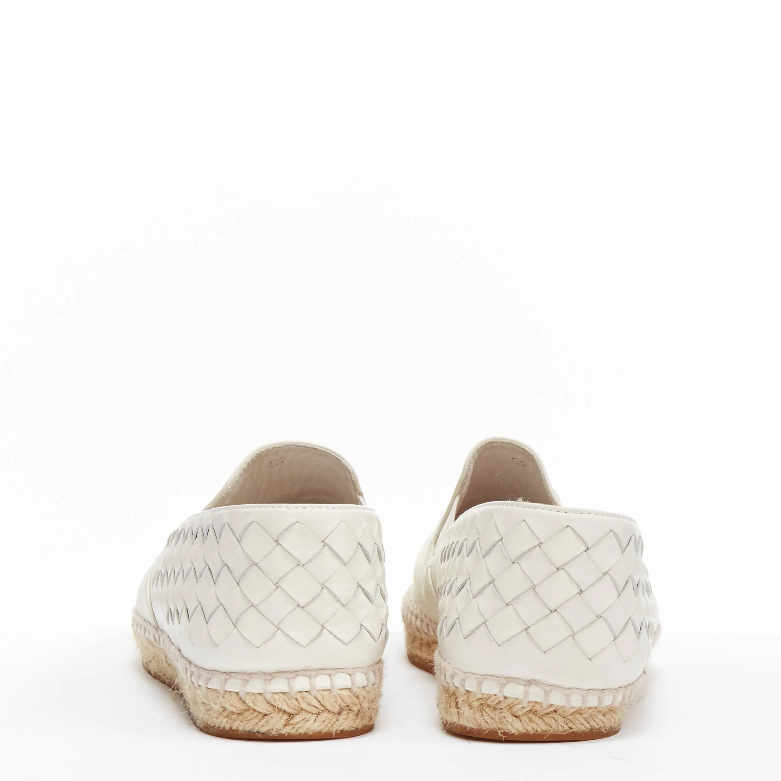 BOTTEGA VENETA white intrecciato woven leather espadrille flats shoes EU37
