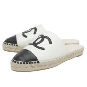 Chanel Bicolor CC Cap Toe Espadrille Mules 38