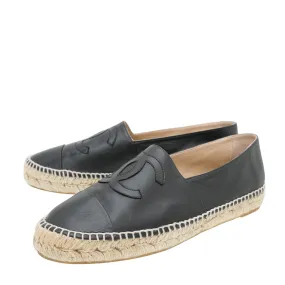 Chanel Black CC Cap Toe Espadrille 40