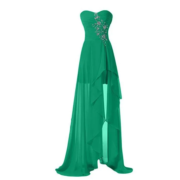 Chiffon Prom Dress Sleeveless Evening Maxi Gowns With Split Wedding Dress