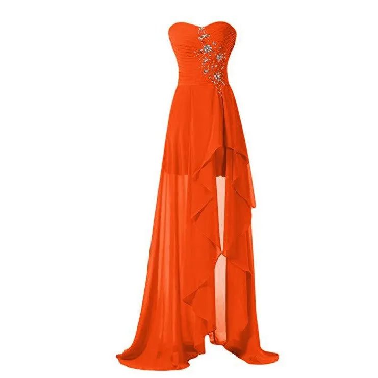 Chiffon Prom Dress Sleeveless Evening Maxi Gowns With Split Wedding Dress