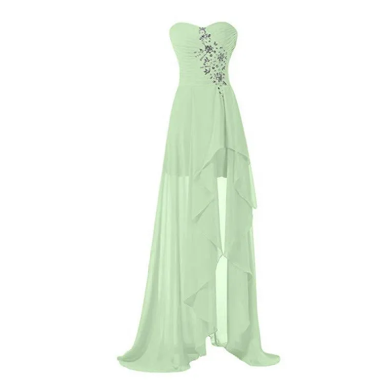 Chiffon Prom Dress Sleeveless Evening Maxi Gowns With Split Wedding Dress