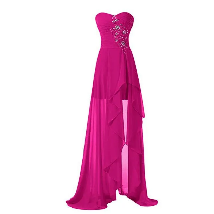 Chiffon Prom Dress Sleeveless Evening Maxi Gowns With Split Wedding Dress