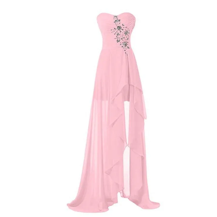 Chiffon Prom Dress Sleeveless Evening Maxi Gowns With Split Wedding Dress