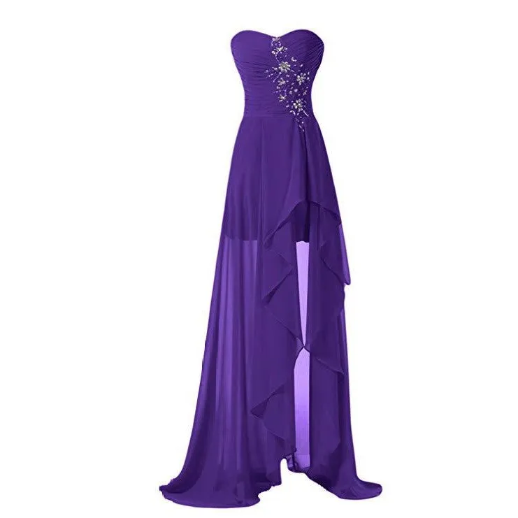 Chiffon Prom Dress Sleeveless Evening Maxi Gowns With Split Wedding Dress