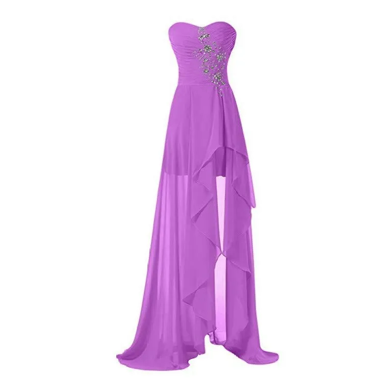 Chiffon Prom Dress Sleeveless Evening Maxi Gowns With Split Wedding Dress