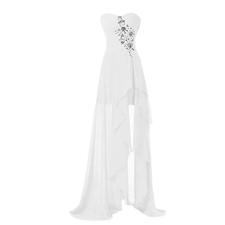 Chiffon Prom Dress Sleeveless Evening Maxi Gowns With Split Wedding Dress