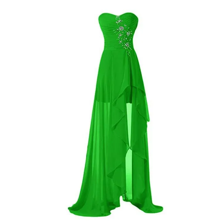 Chiffon Prom Dress Sleeveless Evening Maxi Gowns With Split Wedding Dress