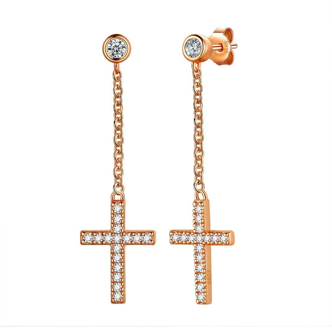 Classic Small Cross Dangle Earrings Women Mens Jewelry Sterling Silver
