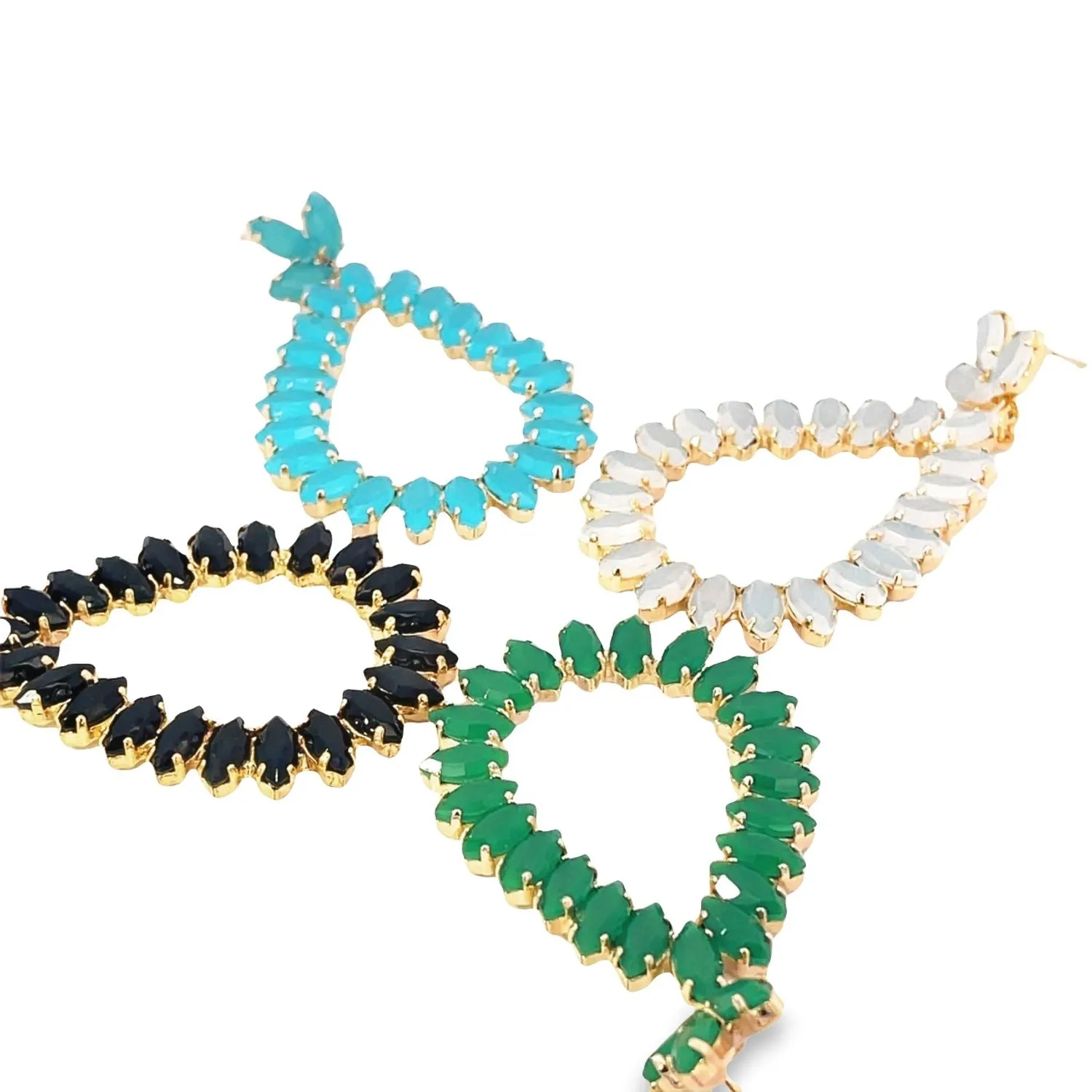 CZ Teardrop Dangle Earrings (J220)