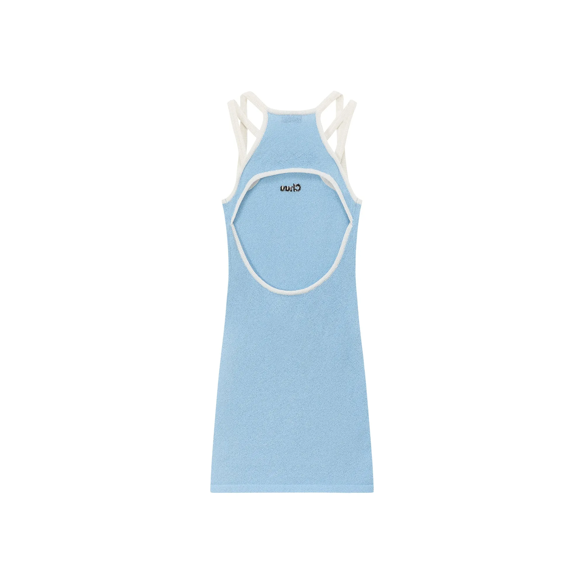 Embroidered Back Open Mini Dress