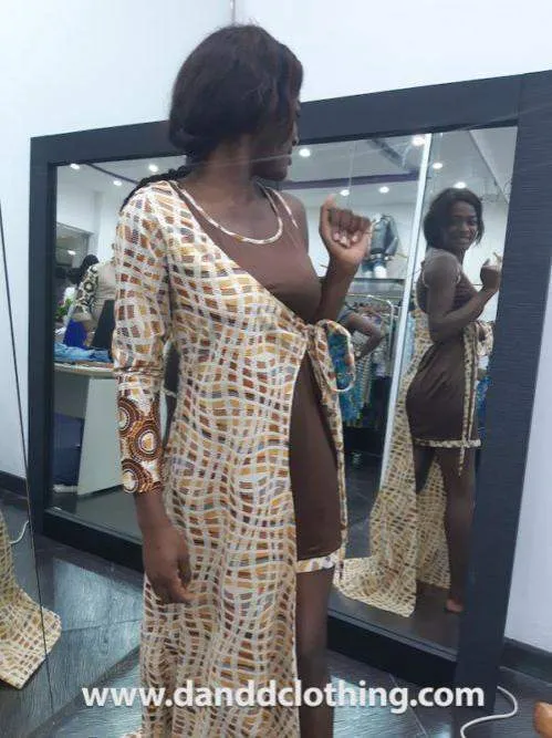 Evening Brown Short Dress With Cover