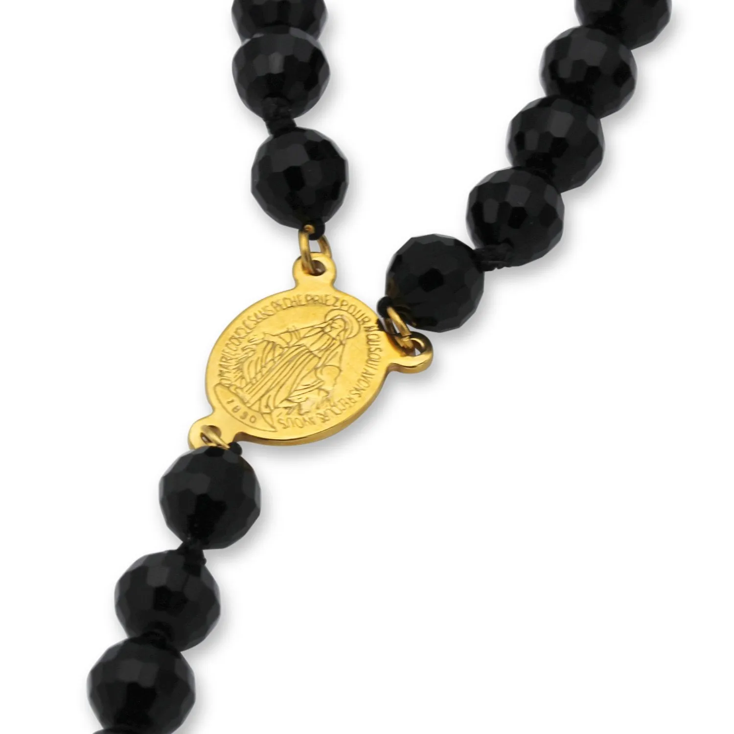 Fancy Rosary Necklace Acrylic Catholic Prayer Beads Jesus Pendant