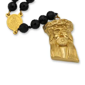 Fancy Rosary Necklace Acrylic Catholic Prayer Beads Jesus Pendant