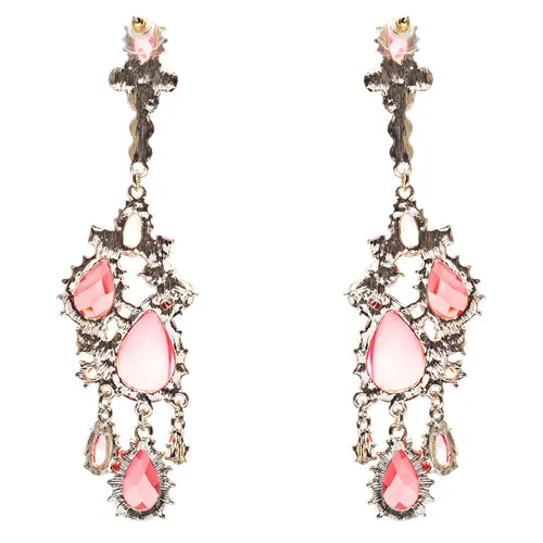 Fashion Chic Sparkle Crystal Rhinestone Teardrop Dangle Statement Earrings Red