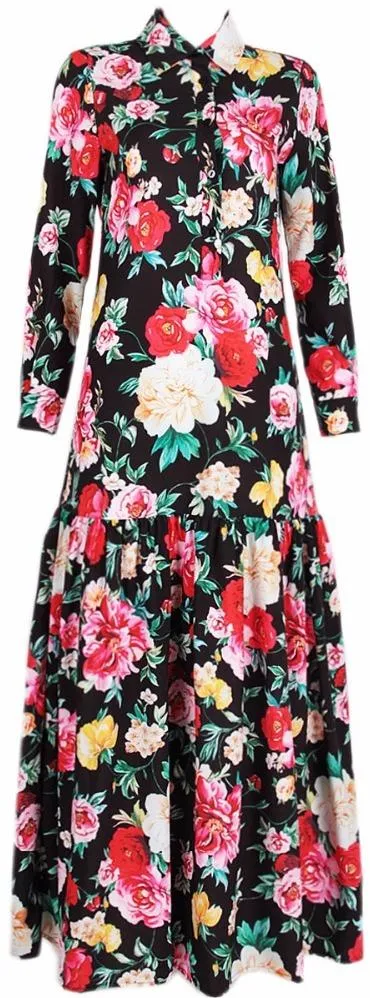 Floral Print Maxi Shirt Dress