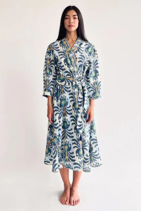 Golden Shower Dress Ikat Blue Yellow