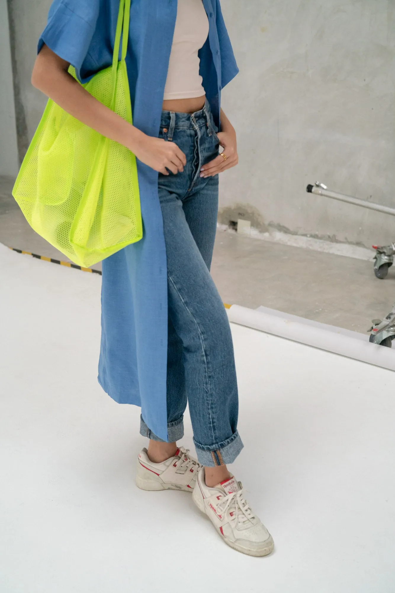 Hailey Linen Kaftan Dress in Cerulean Blue