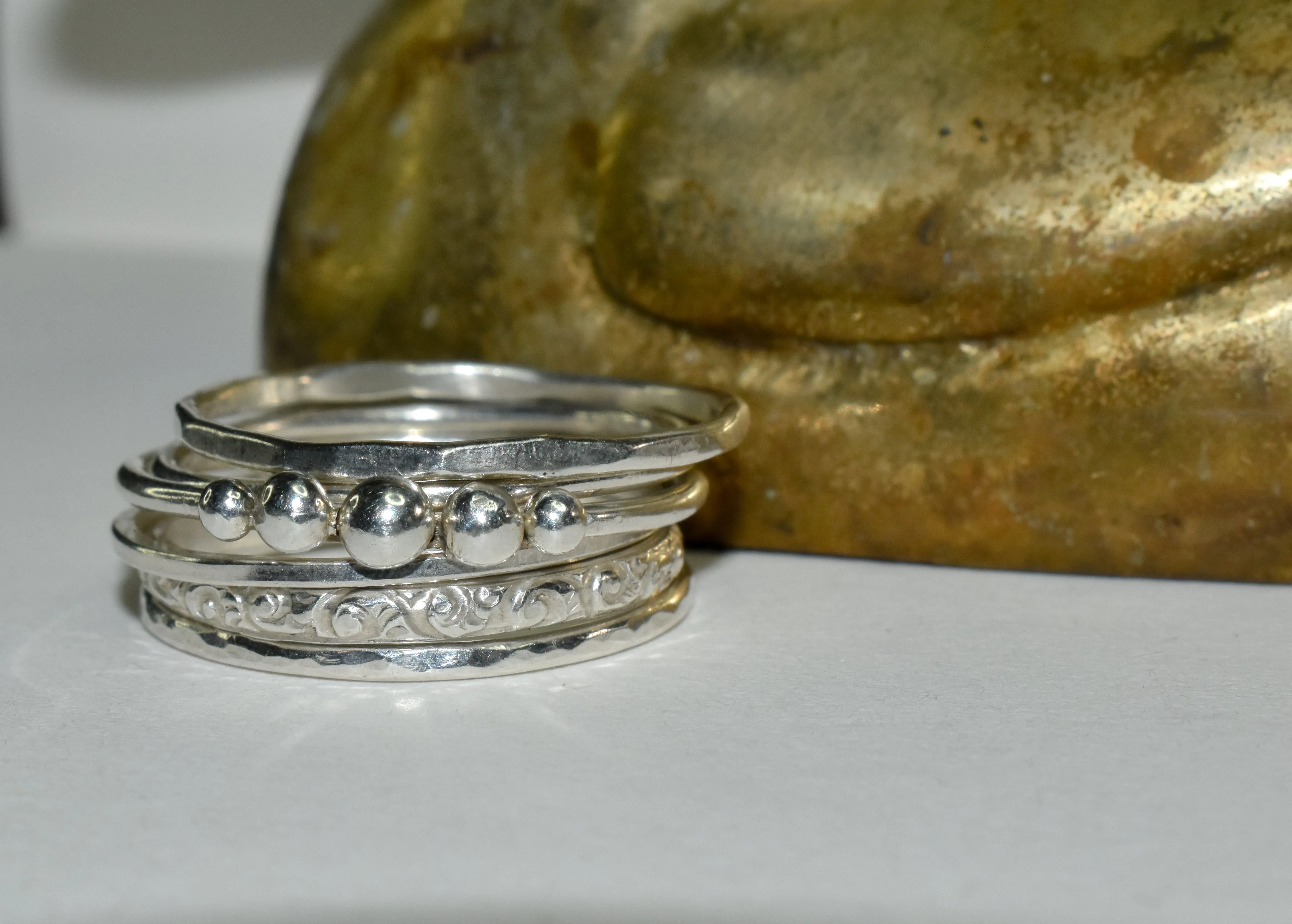 Hammered Flats | Sterling Silver Simple Hammered Stacker Band