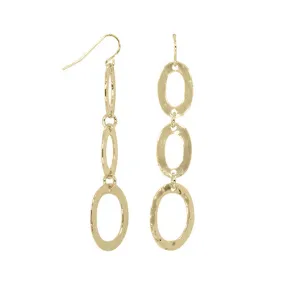 HAMMERED TRIPLE OVAL LOOP DANGLE EARRINGS - E33520Y,W