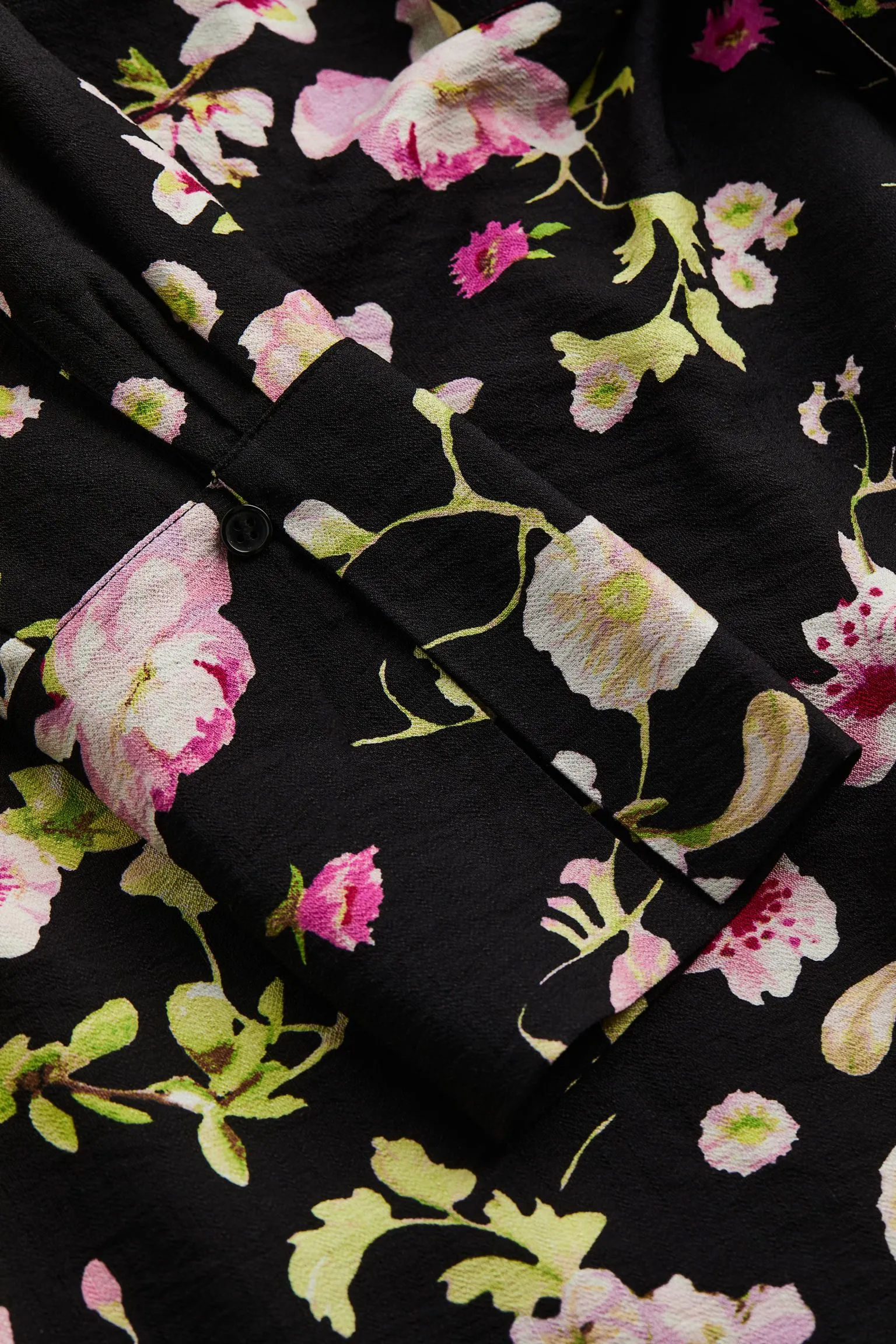 H&M Floral Tie-detail Wrap dress, black/multicolor