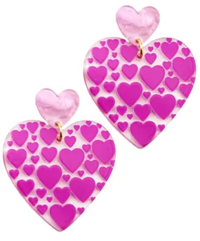 Heart Print Dangle Earrings