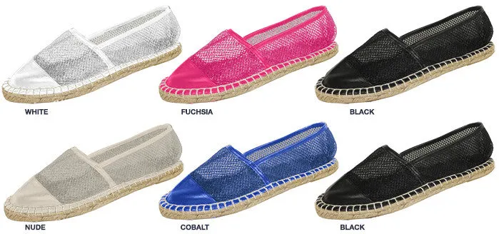 ladies mesh espadrille flats with puce toe ap & trimming Case of 36