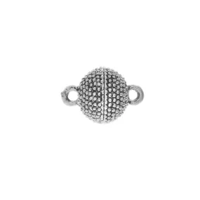 Magnetic Clasps, Beaded Sphere Design 15x10mm, Platinum Tone (1 Set)