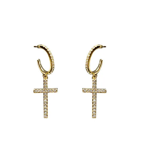 Premium Austrian Crystal Dangle Cross Earrings-E3946