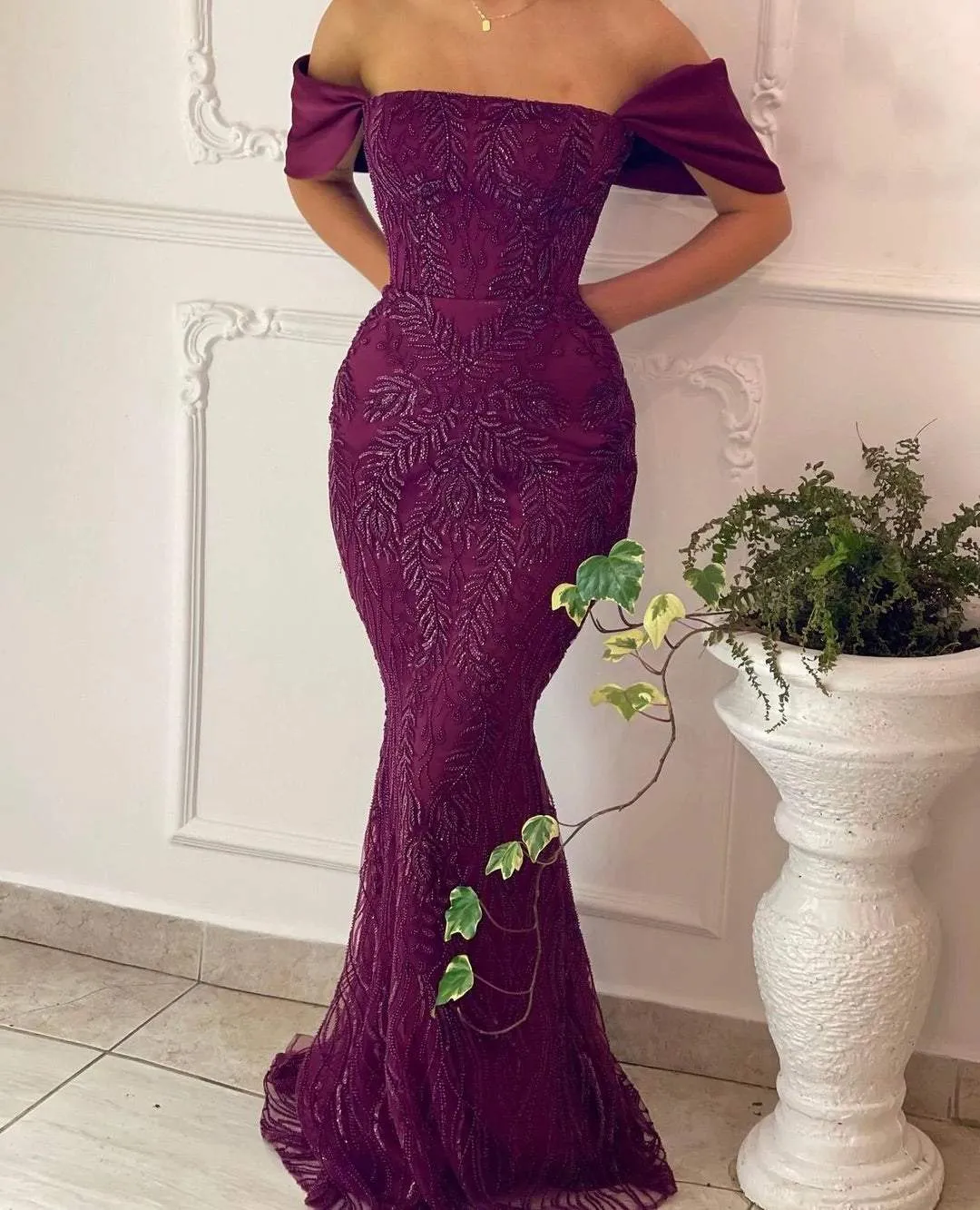 Purple Dream Embroidered Evening Dress